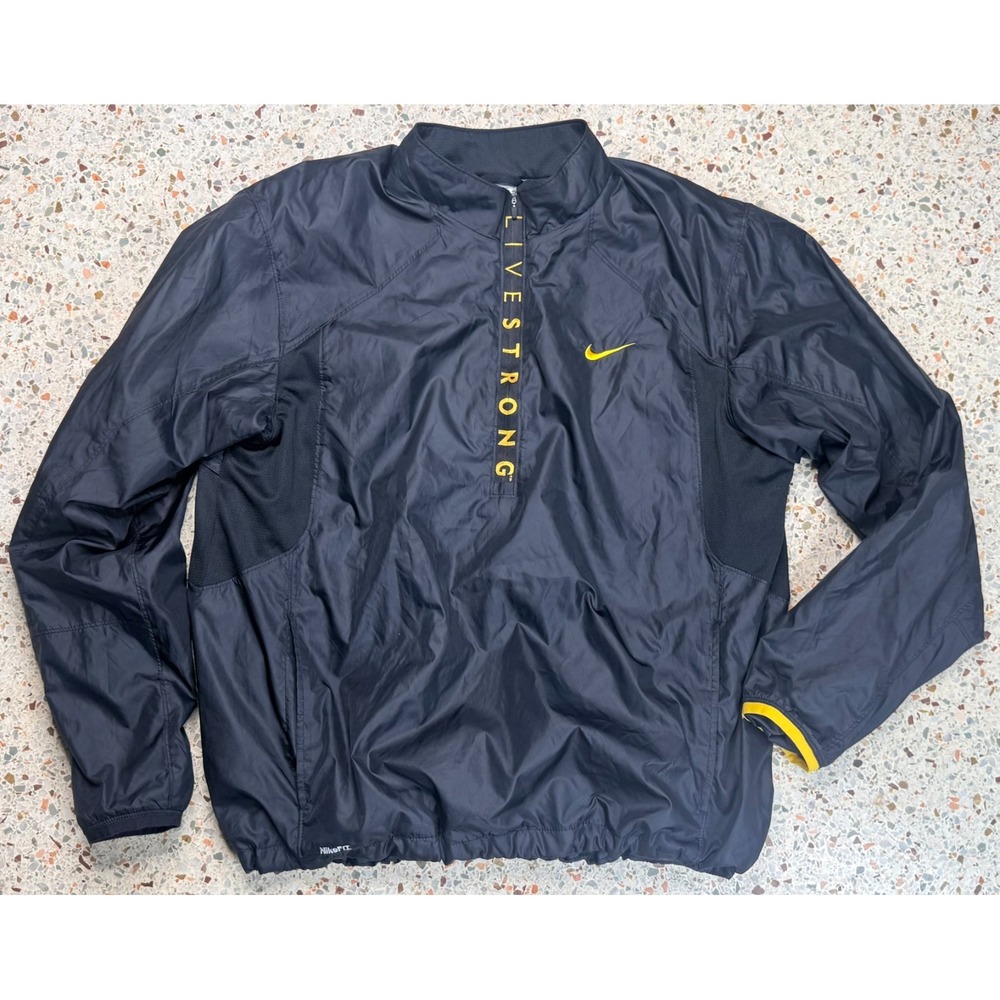 Nike Fit Dry Live Strong Vintage Men's 1/4 Zip Lined Windbreaker Jacket Size XL